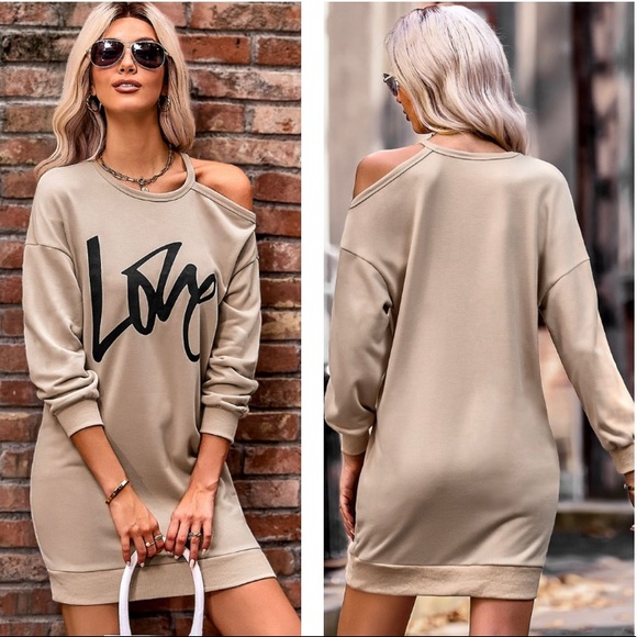 Dresses & Skirts - LOVE Cold-Shoulder Sweatshirt Dress